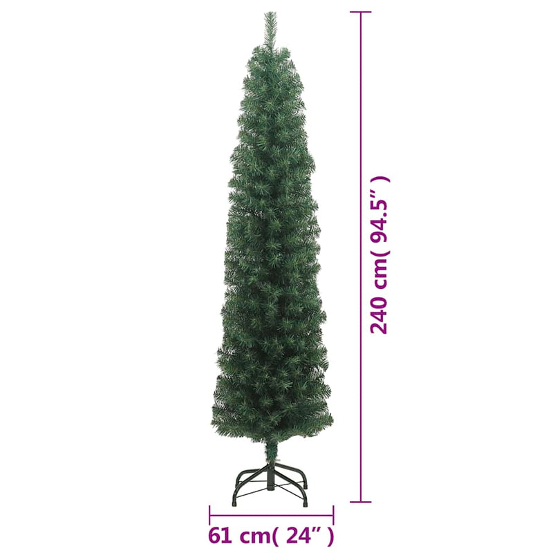 Slim Artificial Christmas Tree with Stand Green 240 cm PVC Payday Deals