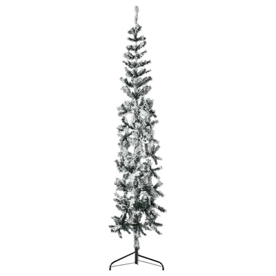 Slim Artificial Half Christmas Tree with Flocked Snow 240 cm