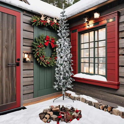Slim Artificial Half Christmas Tree with Flocked Snow 240 cm Payday Deals