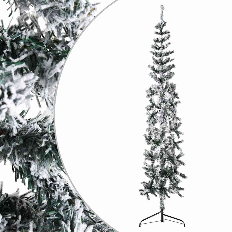 Slim Artificial Half Christmas Tree with Flocked Snow 240 cm Payday Deals