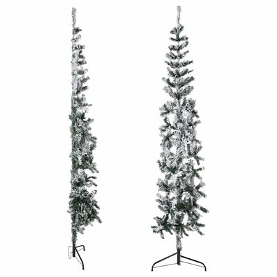 Slim Artificial Half Christmas Tree with Flocked Snow 240 cm Payday Deals