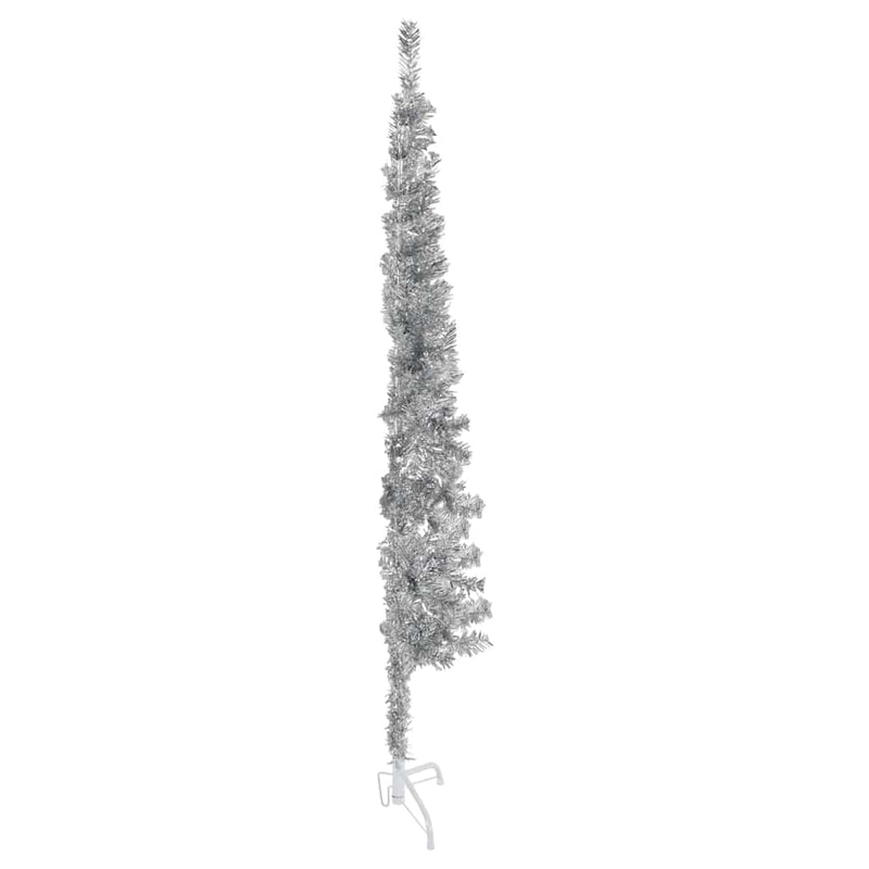 Slim Artificial Half Christmas Tree with Stand Silver 150 cm Payday Deals