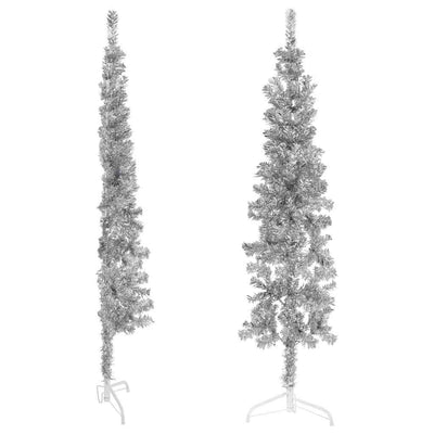 Slim Artificial Half Christmas Tree with Stand Silver 150 cm Payday Deals