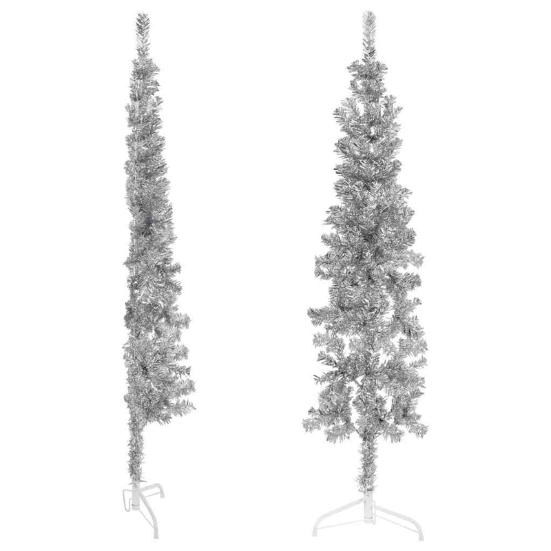 Slim Artificial Half Christmas Tree with Stand Silver 150 cm Payday Deals