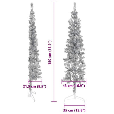 Slim Artificial Half Christmas Tree with Stand Silver 150 cm Payday Deals