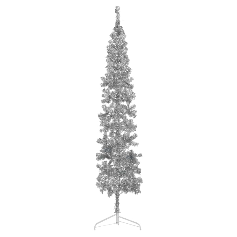 Slim Artificial Half Christmas Tree with Stand Silver 240 cm Payday Deals
