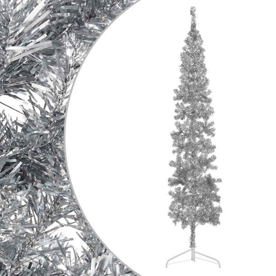 Slim Artificial Half Christmas Tree with Stand Silver 240 cm Payday Deals