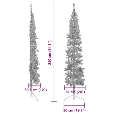 Slim Artificial Half Christmas Tree with Stand Silver 240 cm Payday Deals