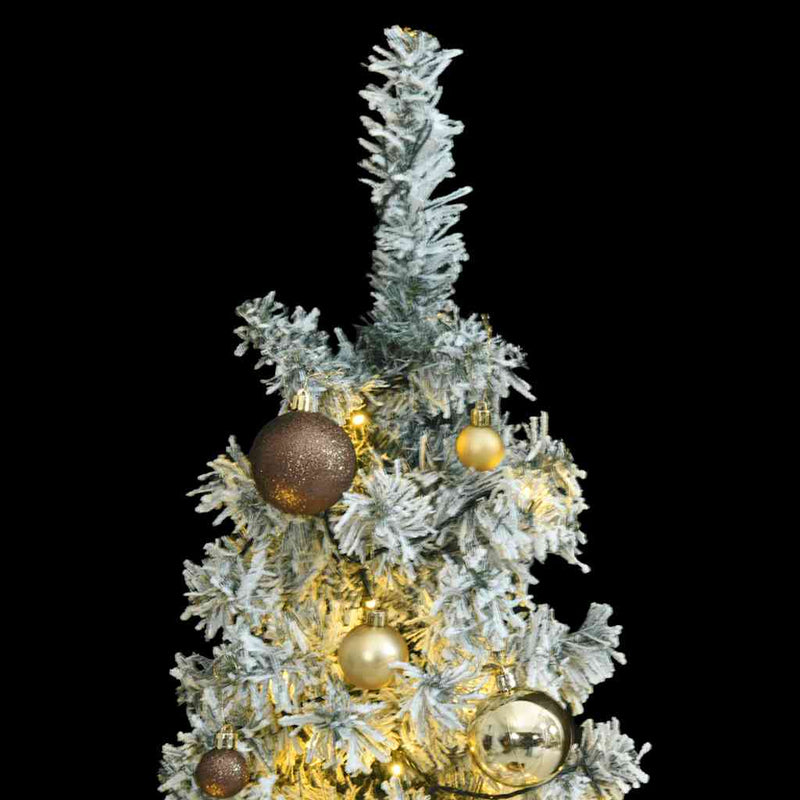 Slim Christmas Tree 300 LEDs & Ball Set & Flocked Snow 270 cm Payday Deals