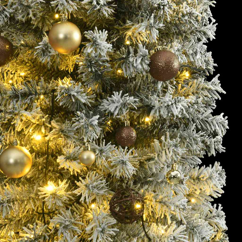 Slim Christmas Tree 300 LEDs & Ball Set & Flocked Snow 270 cm Payday Deals