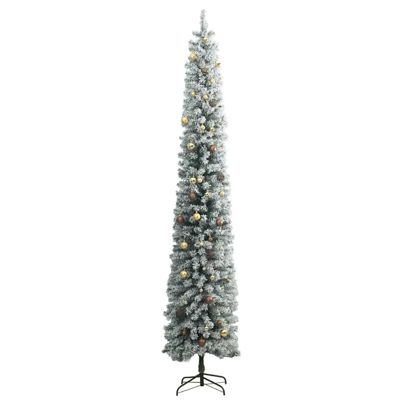 Slim Christmas Tree 300 LEDs & Ball Set & Flocked Snow 270 cm Payday Deals