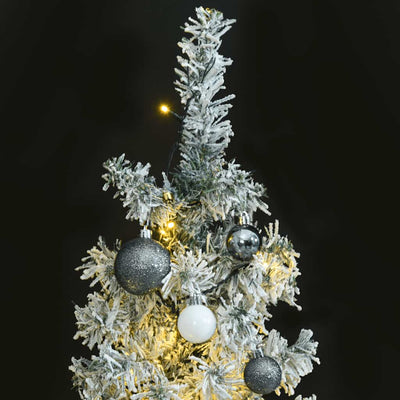 Slim Christmas Tree 300 LEDs & Ball Set & Flocked Snow 300 cm Payday Deals