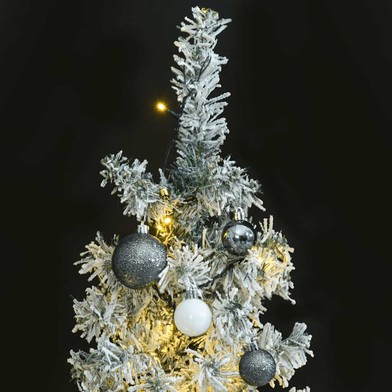 Slim Christmas Tree 300 LEDs & Ball Set & Flocked Snow 300 cm Payday Deals