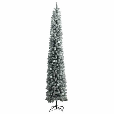 Slim Christmas Tree 300 LEDs & Ball Set & Flocked Snow 300 cm Payday Deals