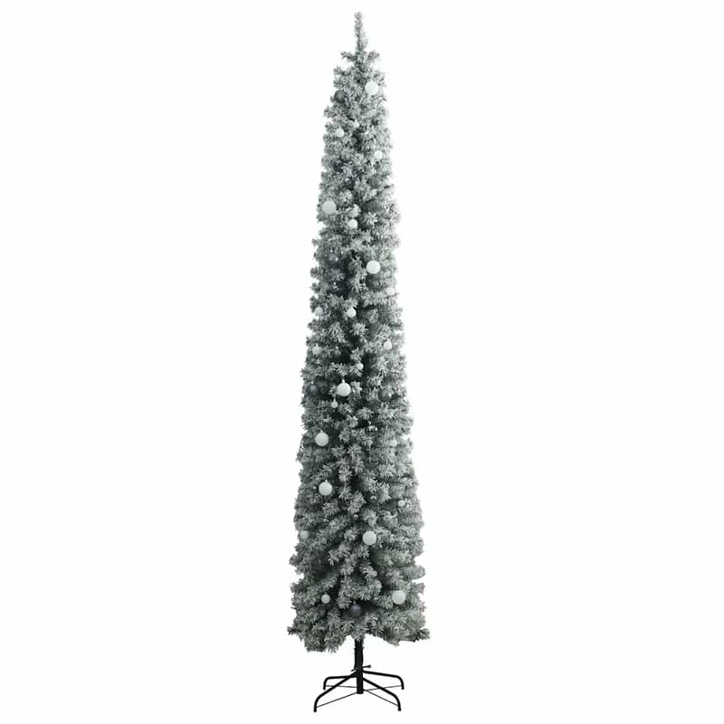 Slim Christmas Tree 300 LEDs & Ball Set & Flocked Snow 300 cm Payday Deals