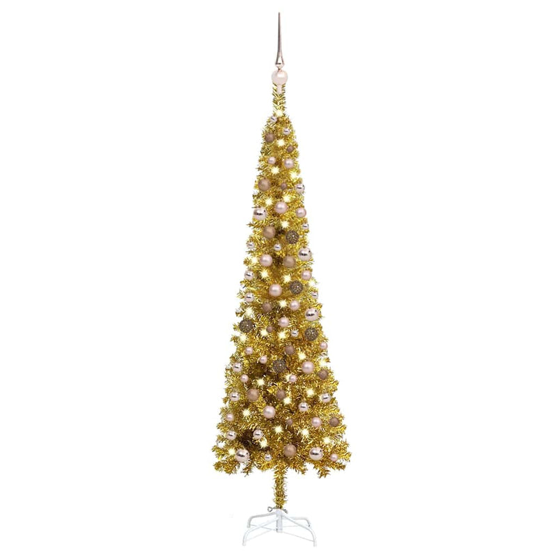 Slim Christmas Tree with LEDs&Ball Set Gold 150 cm Payday Deals