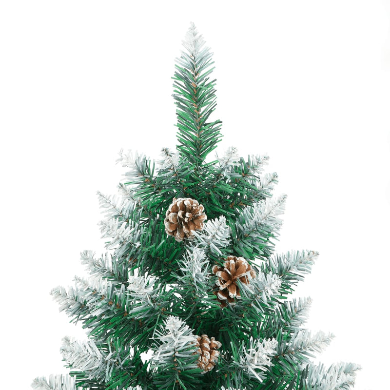 Slim Christmas Tree with Real Wood and White Snow Green 210 cm Payday Deals