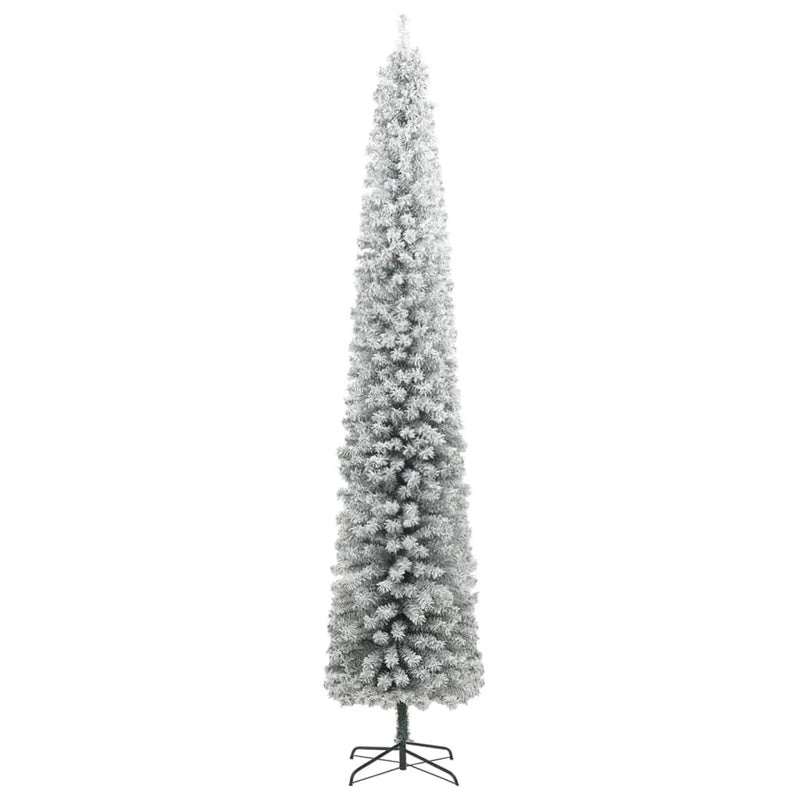 Slim Christmas Tree with Stand and Flocked Snow 270 cm PVC Payday Deals