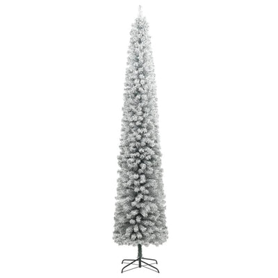 Slim Christmas Tree with Stand and Flocked Snow 270 cm PVC Payday Deals