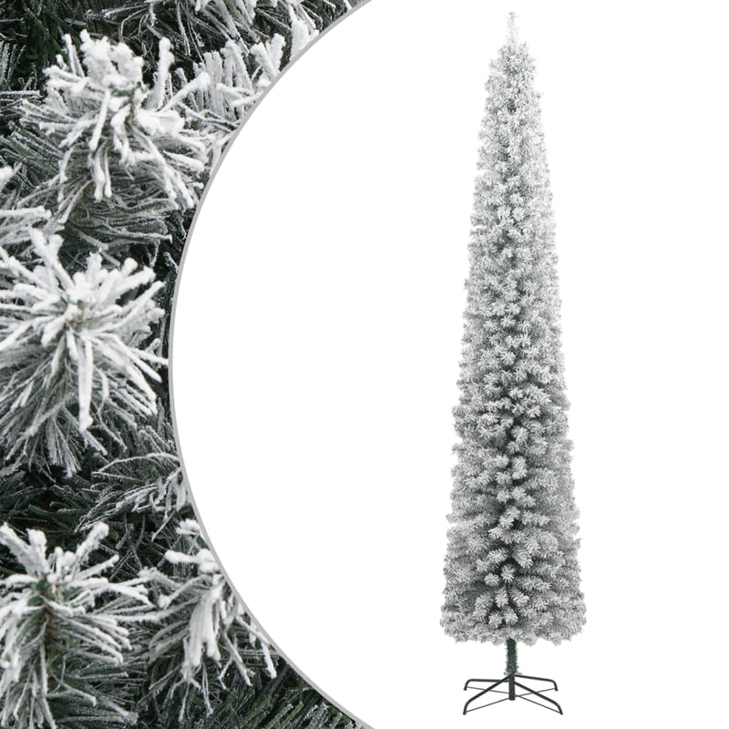 Slim Christmas Tree with Stand and Flocked Snow 300 cm PVC Payday Deals