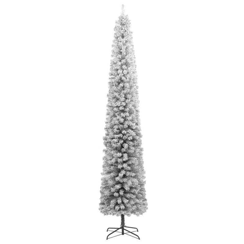 Slim Christmas Tree with Stand and Flocked Snow 300 cm PVC Payday Deals