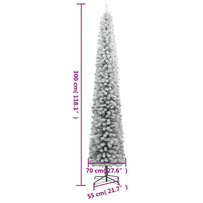 Slim Christmas Tree with Stand and Flocked Snow 300 cm PVC Payday Deals