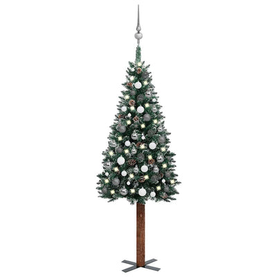 Slim Pre-lit Christmas Tree with Ball Set Green 150 cm Payday Deals