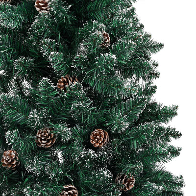 Slim Pre-lit Christmas Tree with Real Wood&White Snow Green 180 cm Payday Deals