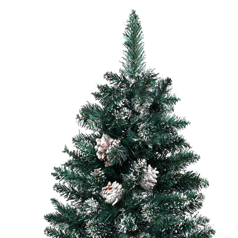 Slim Pre-lit Christmas Tree with Real Wood&White Snow Green 180 cm Payday Deals