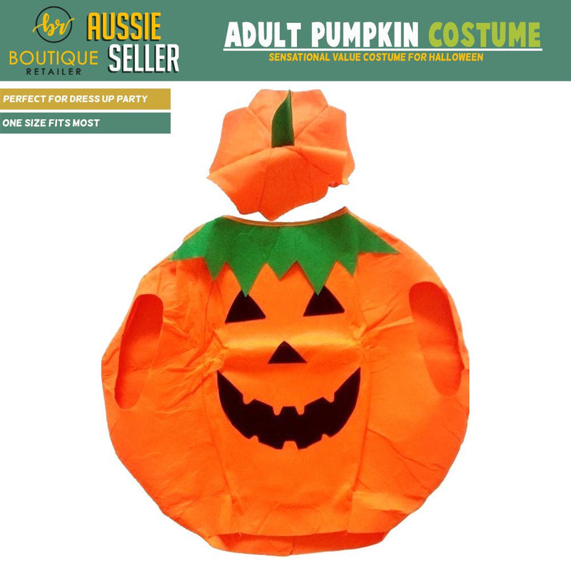 SMALL ADULT PUMPKIN COSTUME Halloween Unisex Fancy Dress Up Party Orange Vegetable Payday Deals