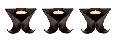 Small Decorative Black Metal Tea Light Candle Holders in Set of 3 Payday Deals