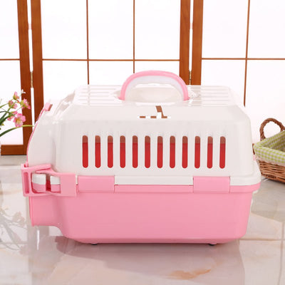 Small Dog Cat Crate Pet Carrier Rabbit Guinea Pig Cage With Tray-Pink Payday Deals