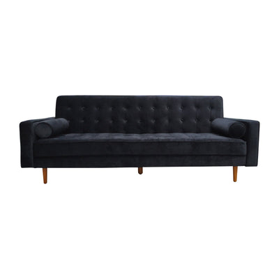 Sofa Bed 3 Seater Button Tufted Lounge Set for Living Room Couch in Velvet Black Colour Payday Deals