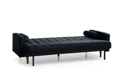 Sofa Bed 3 Seater Button Tufted Lounge Set for Living Room Couch in Velvet Black Colour Payday Deals