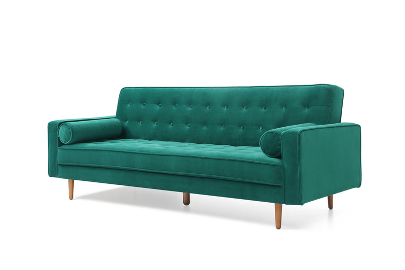 Sofa Bed 3 Seater Button Tufted Lounge Set for Living Room Couch in Velvet Green Colour Payday Deals