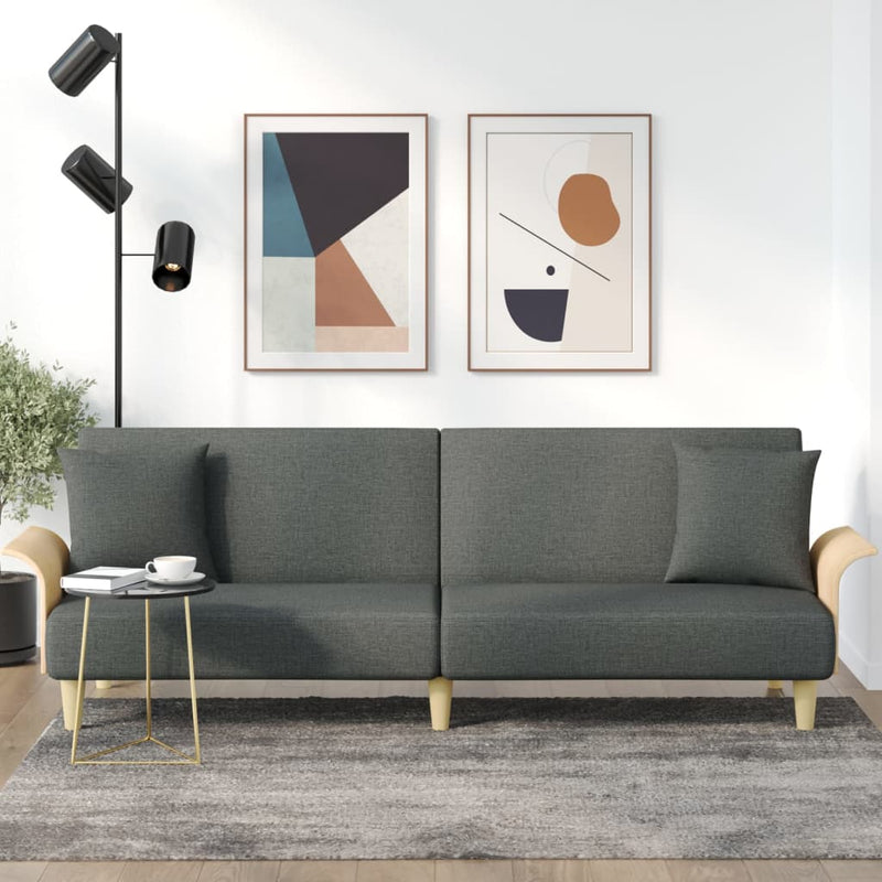 Sofa Bed with Armrests Dark Grey Fabric Payday Deals