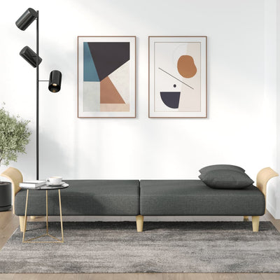 Sofa Bed with Armrests Dark Grey Fabric Payday Deals
