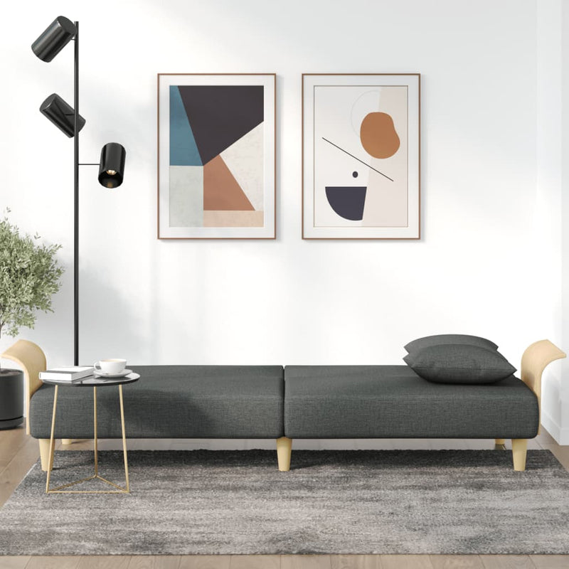 Sofa Bed with Armrests Dark Grey Fabric Payday Deals