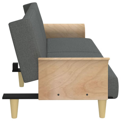 Sofa Bed with Armrests Dark Grey Fabric Payday Deals