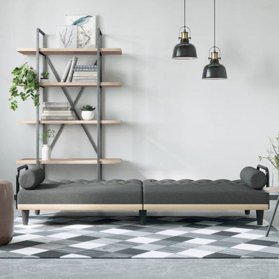 Sofa Bed with Armrests Dark Grey Fabric Payday Deals