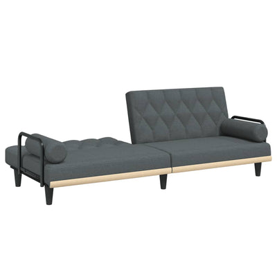 Sofa Bed with Armrests Dark Grey Fabric Payday Deals