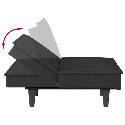 Sofa Bed with Cup Holders Black Velvet Payday Deals