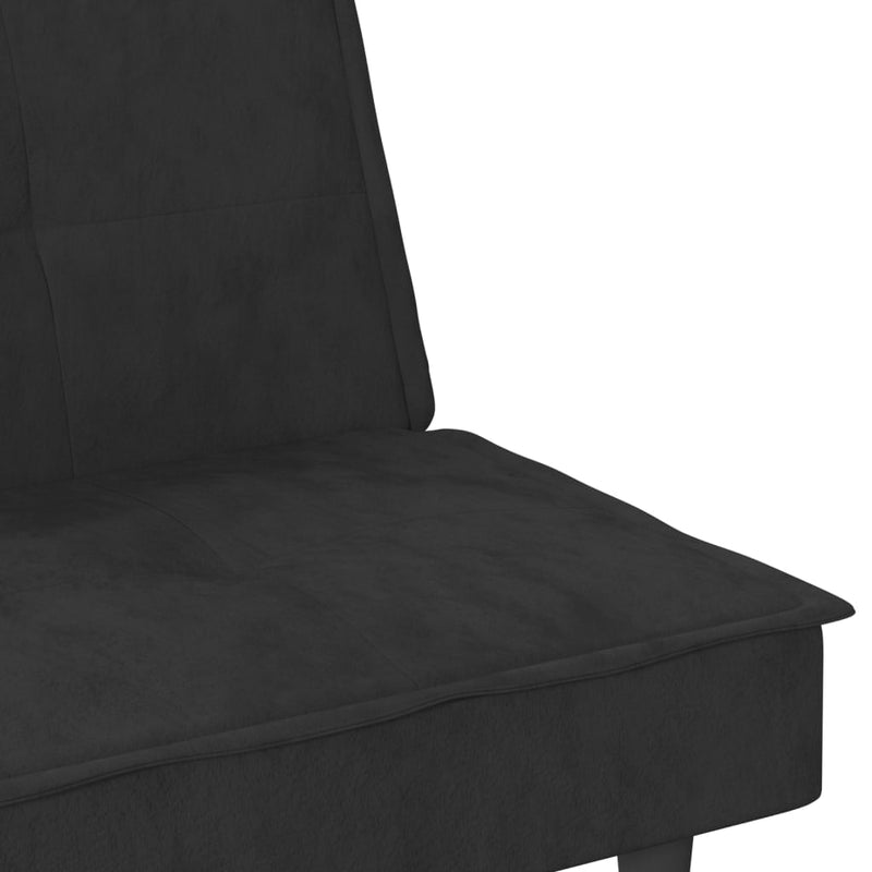 Sofa Bed with Cup Holders Black Velvet Payday Deals
