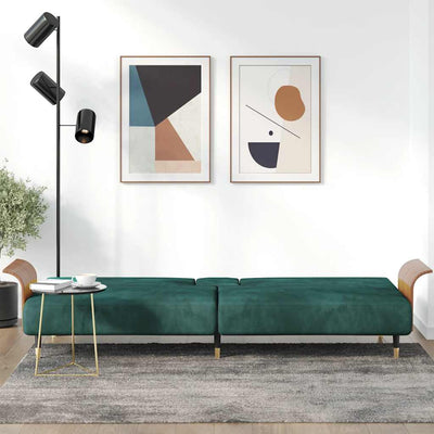 Sofa Bed with Cup Holders Dark Green Velvet Payday Deals