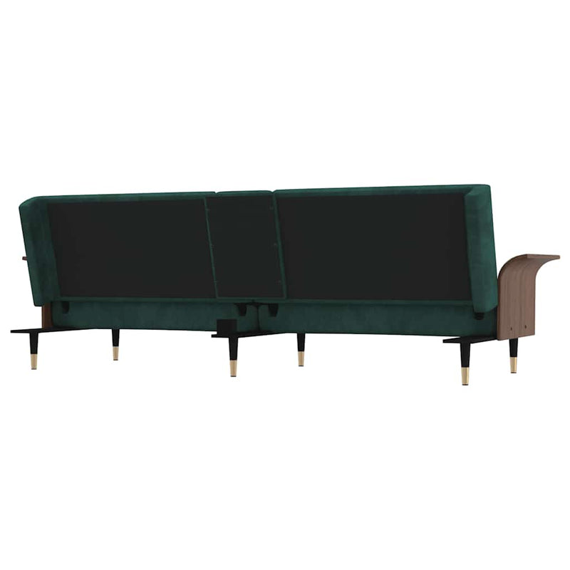 Sofa Bed with Cup Holders Dark Green Velvet Payday Deals