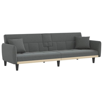 Sofa Bed with Cup Holders Dark Grey Fabric Payday Deals