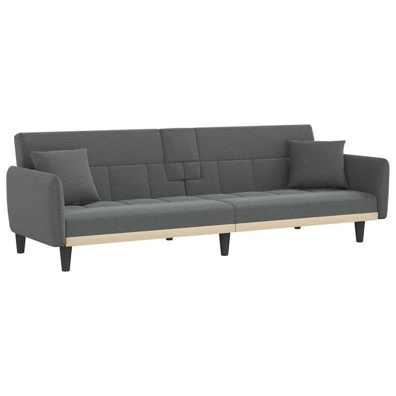 Sofa Bed with Cup Holders Dark Grey Fabric Payday Deals