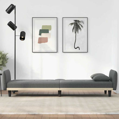Sofa Bed with Cup Holders Dark Grey Fabric Payday Deals