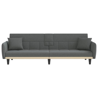 Sofa Bed with Cup Holders Dark Grey Fabric Payday Deals