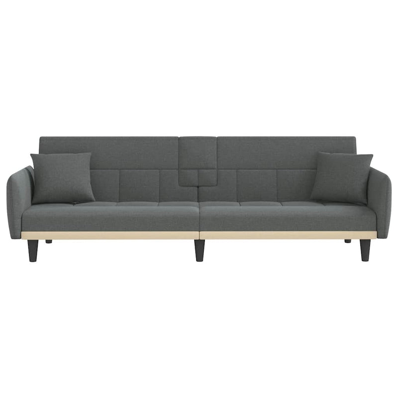 Sofa Bed with Cup Holders Dark Grey Fabric Payday Deals